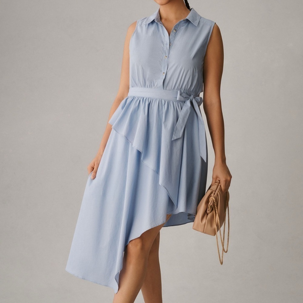 Maeve Anthropologie Size 2 Asymmetrical Sleeveless Shirt Dress Wedding Party NWT
